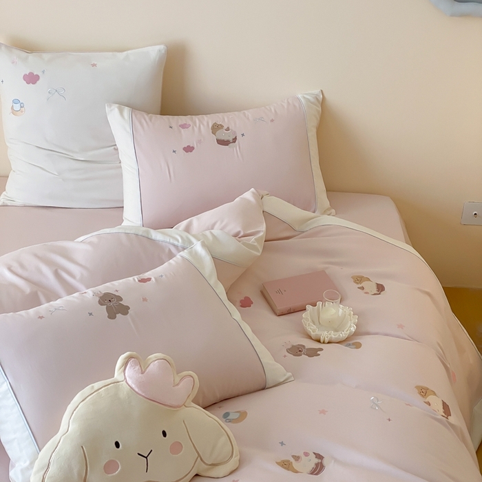 91家纺网 家纺一手货源 找家纺 （总）MIU缪家居 2025新款100支全棉纯棉磨毛贴布绣四件套-萌宠派对