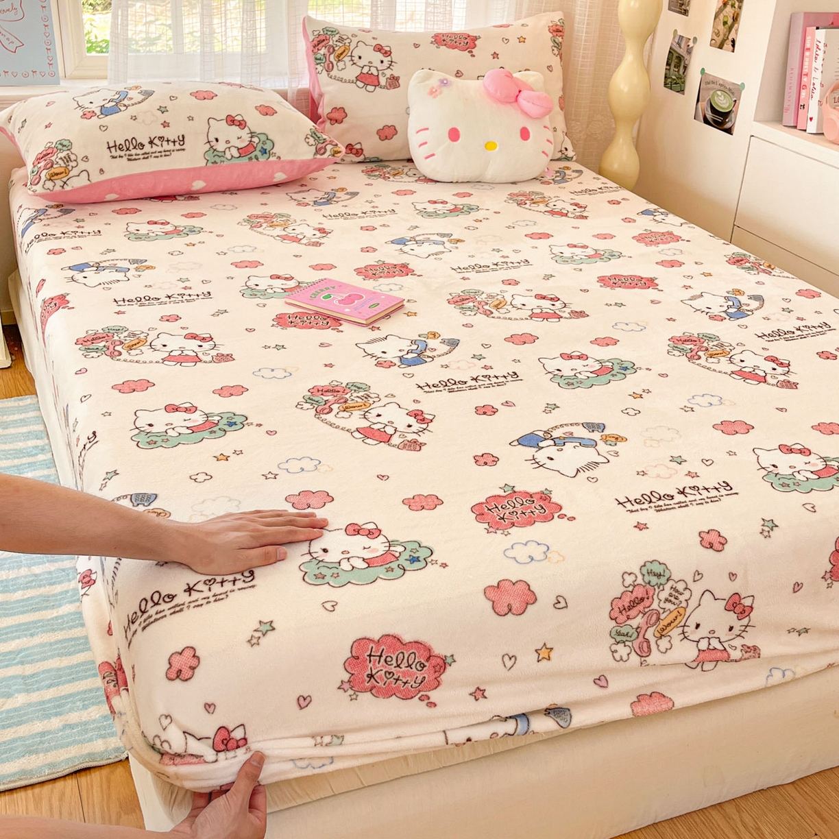 91家纺网 家纺一手货源 找家纺 （总）博雅 2025新款三丽鸥牛奶绒小版床笠