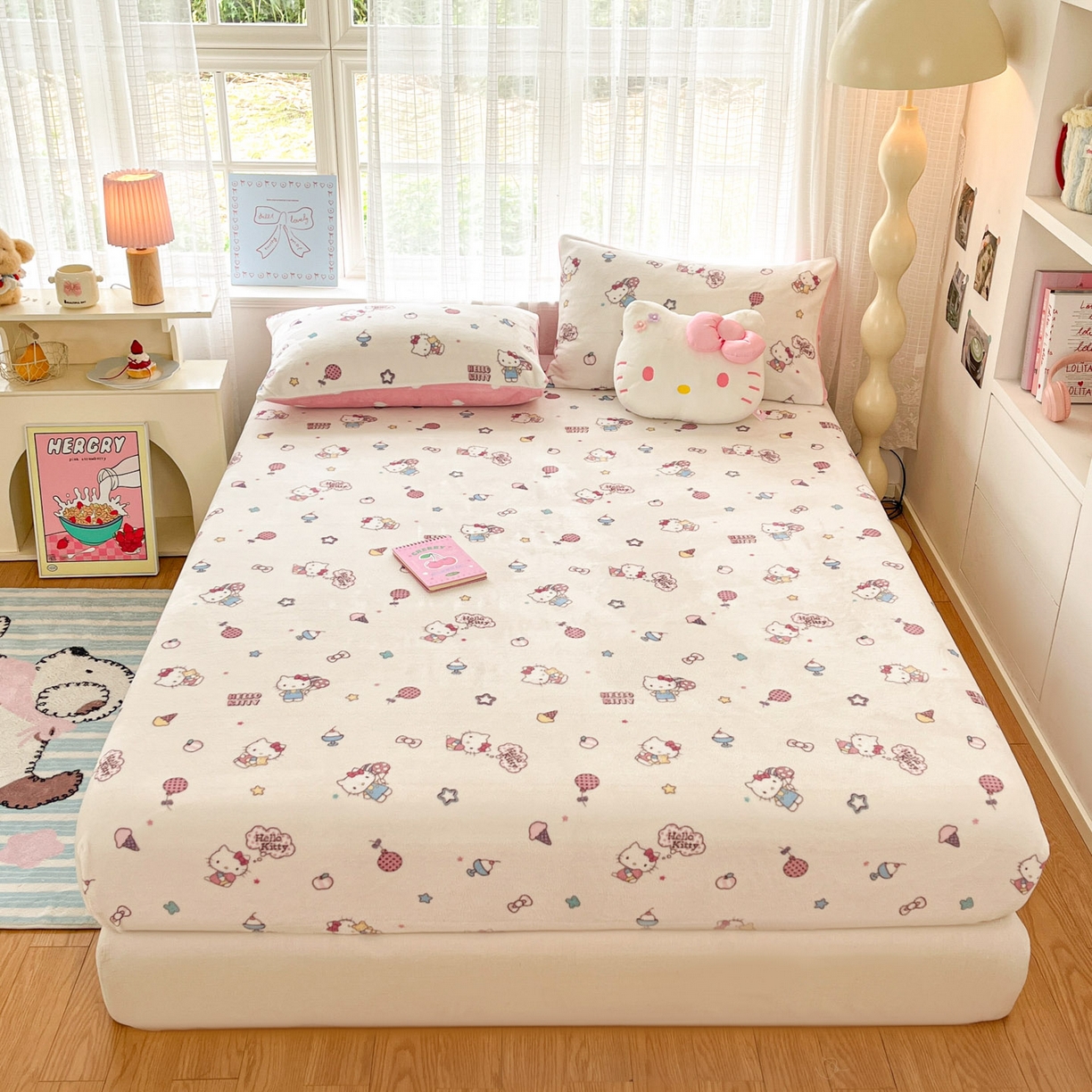 91家纺网 家纺一手货源 找家纺 （总）博雅 2025新款三丽鸥牛奶绒小版床笠