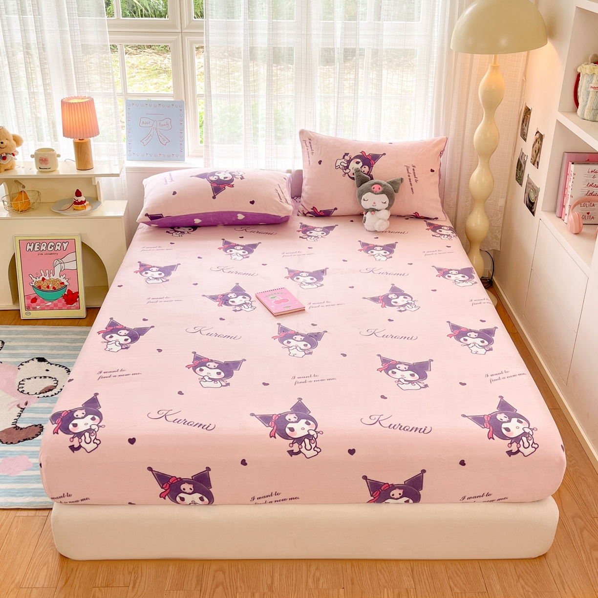 91家纺网 家纺一手货源 找家纺 （总）博雅 2025新款三丽鸥牛奶绒小版床笠