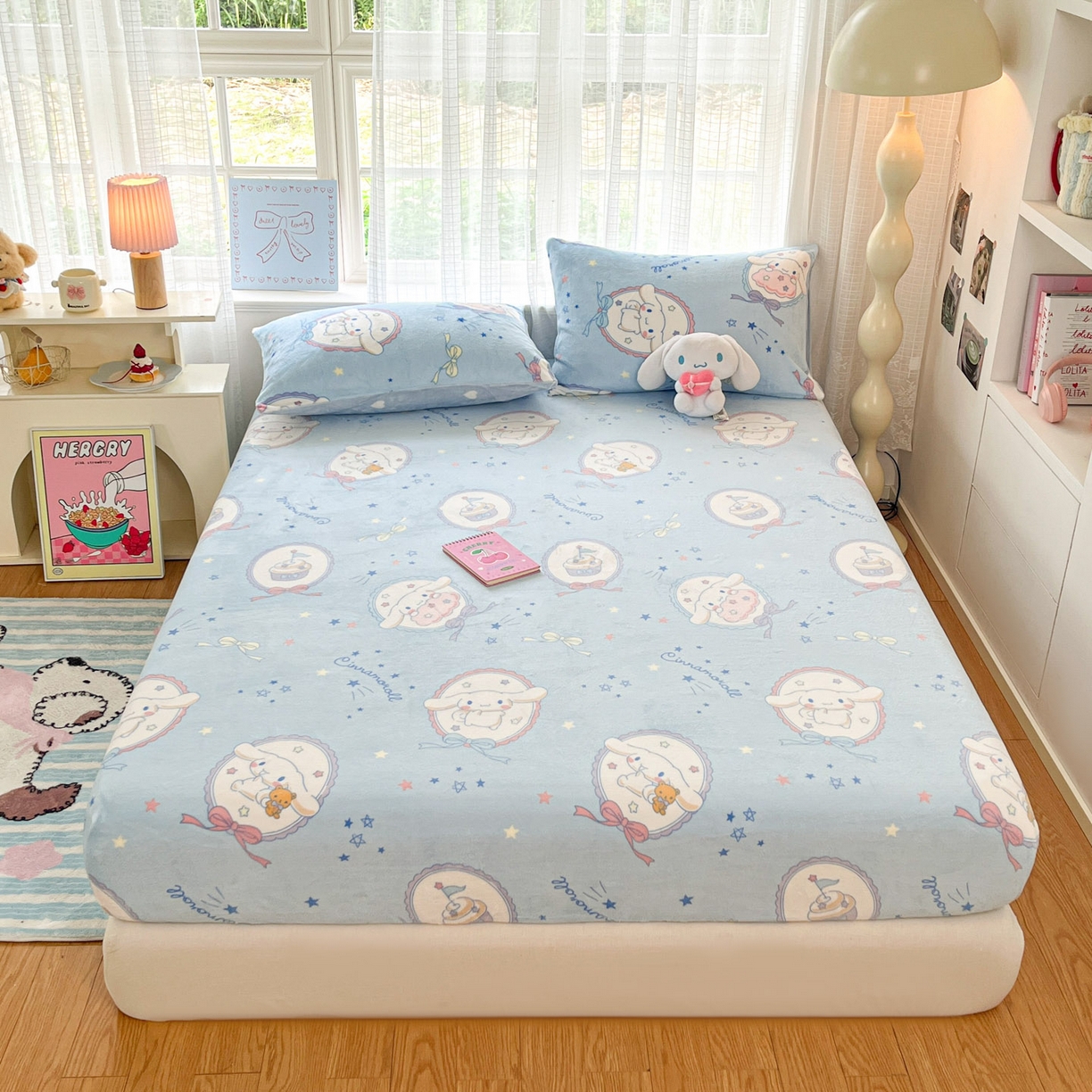 91家纺网 家纺一手货源 找家纺 （总）博雅 2025新款三丽鸥牛奶绒小版床笠