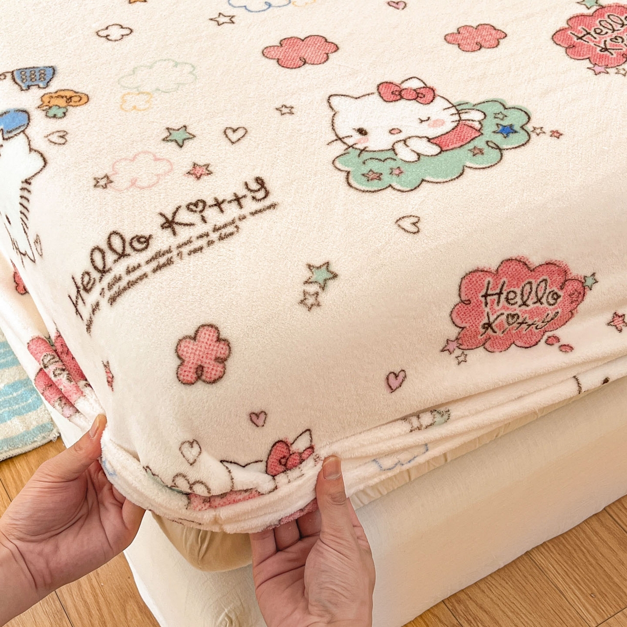 91家纺网 家纺一手货源 找家纺 （总）博雅 2025新款三丽鸥牛奶绒小版床笠