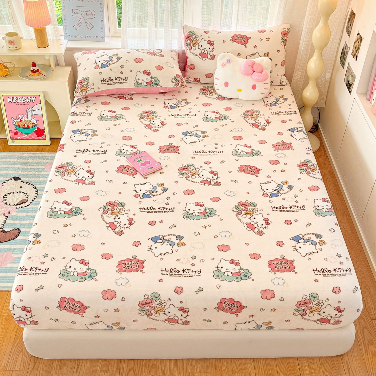 91家纺网 家纺一手货源 找家纺 （总）博雅 2025新款三丽鸥牛奶绒小版床笠