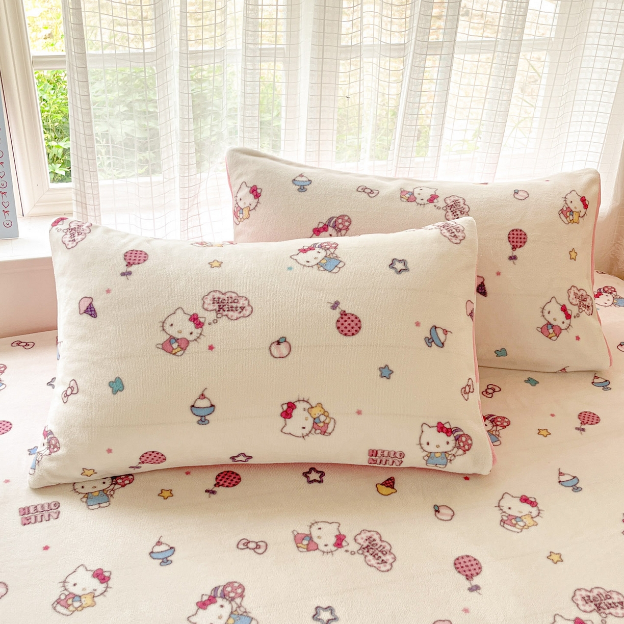 91家纺网 家纺一手货源 找家纺 博雅 2025新款三丽鸥牛奶绒小版床笠 牛奶绒小版-美美KT