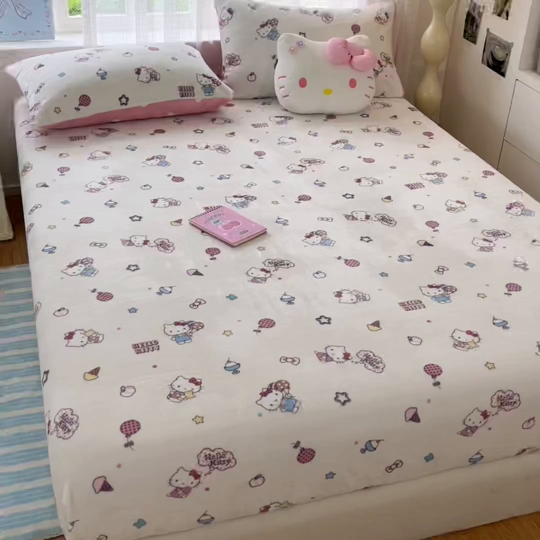 91家纺网 家纺一手货源 找家纺 博雅 2025新款三丽鸥牛奶绒小版床笠 牛奶绒小版-美美KT