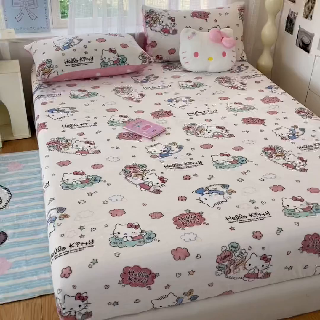 91家纺网 家纺一手货源 找家纺 （总）博雅 2025新款三丽鸥牛奶绒小版床笠