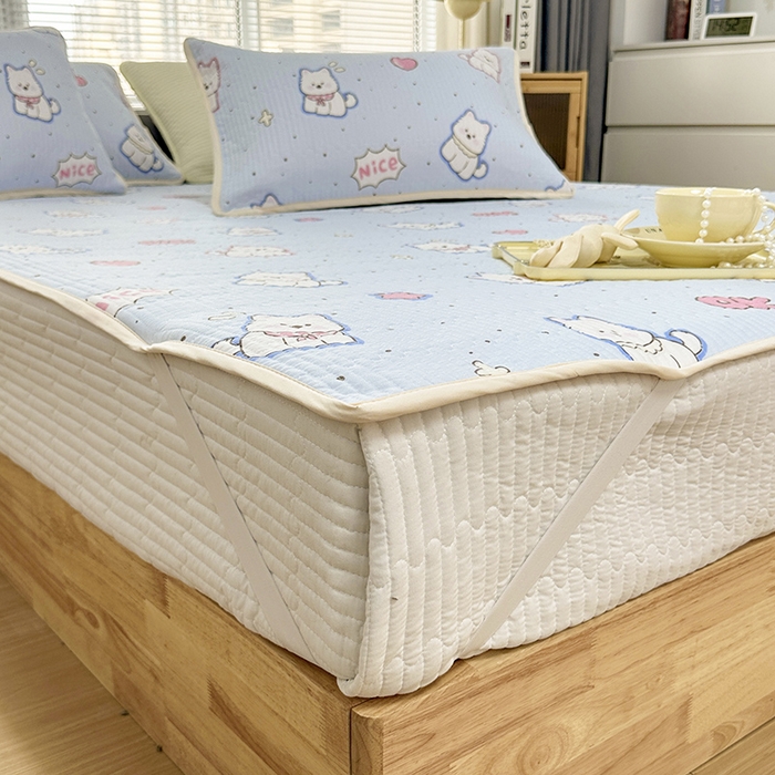 91家纺网 家纺一手货源 找家纺 拾小柒 2025年新款夹棉防滑床盖绗缝褥子床垫保护垫 糯糯棉-高西地