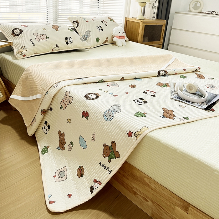 91家纺网 家纺一手货源 找家纺 拾小柒 2025年新款夹棉防滑床盖绗缝褥子床垫保护垫 糯糯棉-马戏团