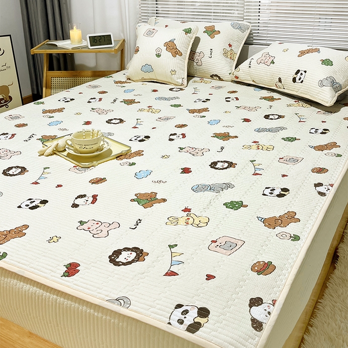 91家纺网 家纺一手货源 找家纺 拾小柒 2025年新款夹棉防滑床盖绗缝褥子床垫保护垫 糯糯棉-马戏团