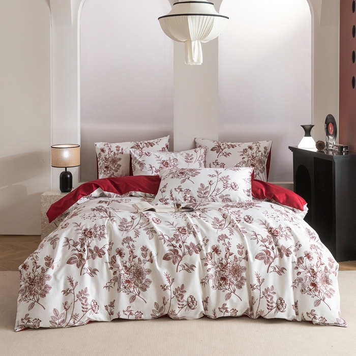 91家纺网 家纺一手货源 找家纺 （总）ONE TWO ONE 121 2025新款高支高密数码印花四件套-花喜光芥