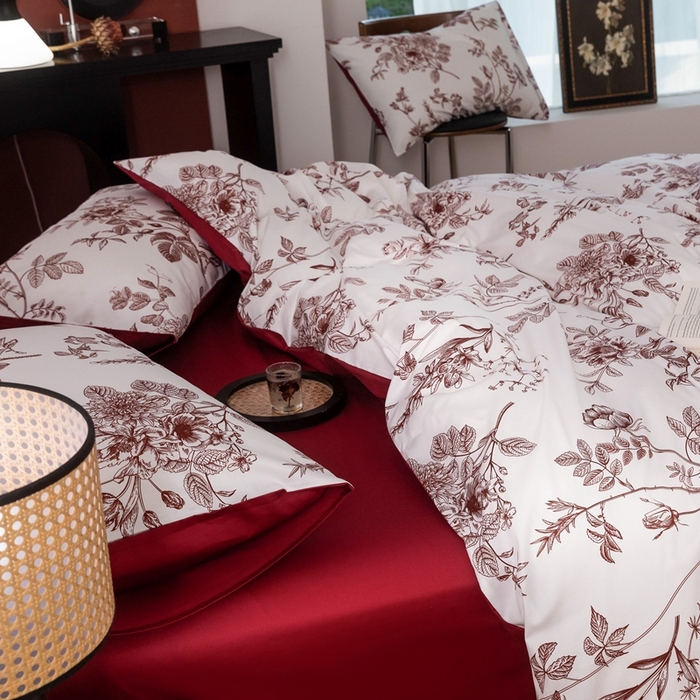 91家纺网 家纺一手货源 找家纺 （总）ONE TWO ONE 121 2025新款高支高密数码印花四件套-花喜光芥