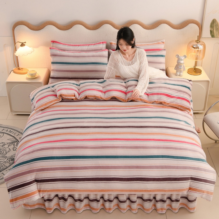 91家纺网 家纺一手货源 找家纺 （总）圣楚家纺 2025新款牛奶绒床裙款四件套