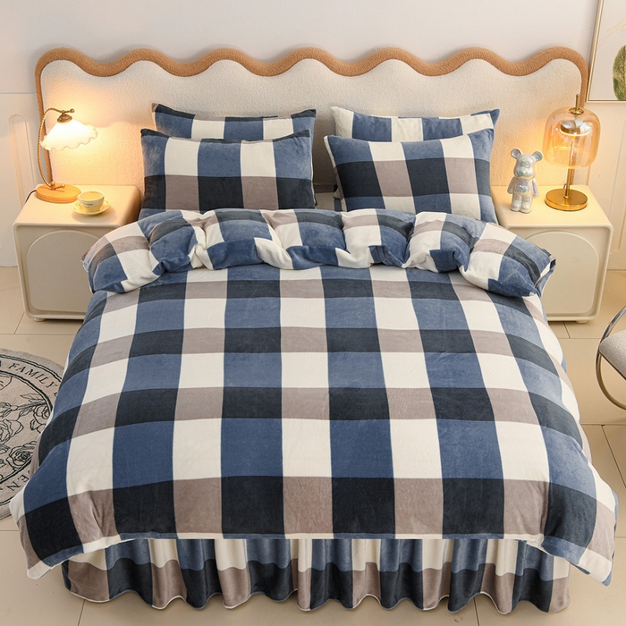 91家纺网 家纺一手货源 找家纺 圣楚家纺 2025新款牛奶绒床裙款四件套 简尚格调