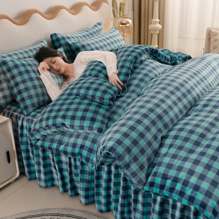 91家纺网 家纺一手货源 找家纺 圣楚家纺 2025新款牛奶绒床裙款四件套 海阔天空