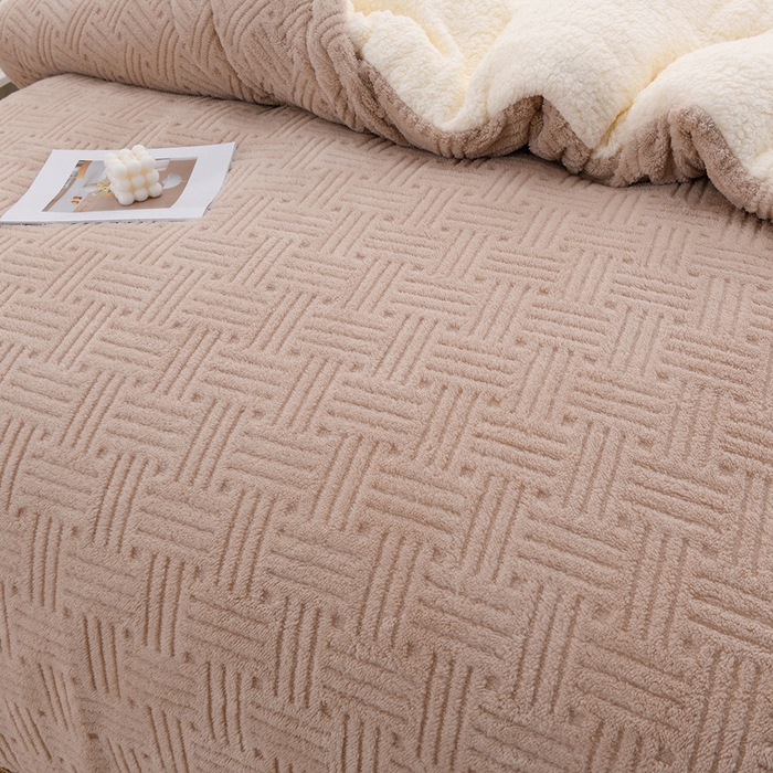 91家纺网 家纺一手货源 找家纺 圣楚家纺 2025新款塔芙绒羊羔绒冬被被子被芯 卡其