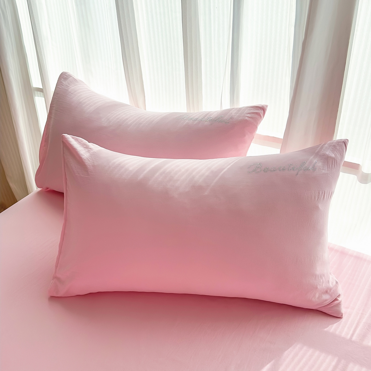 91家纺网 家纺一手货源 找家纺 灿哈 2025新款烫钻蕾丝花边水洗棉四件套 公主玉