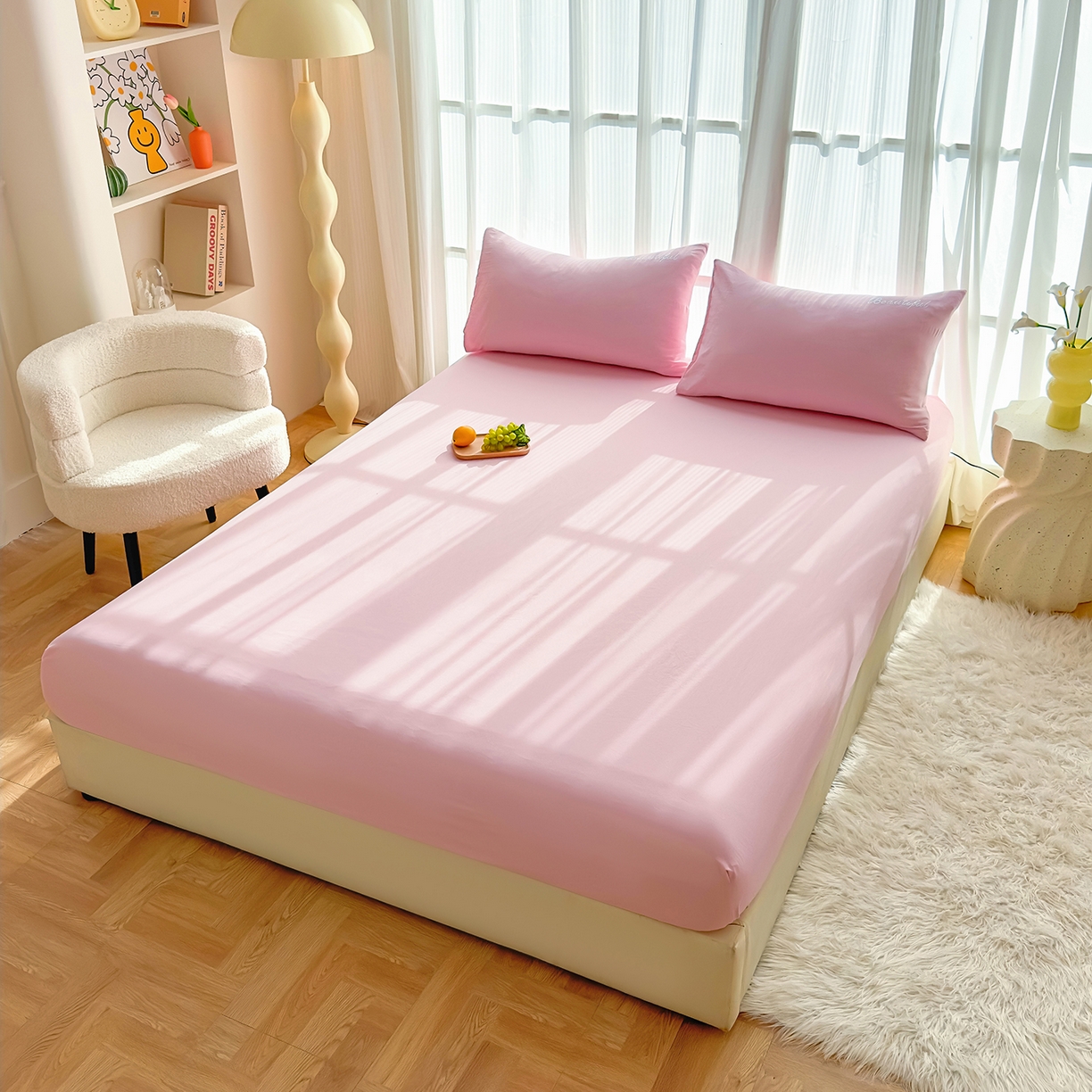 91家纺网 家纺一手货源 找家纺 灿哈 2025新款烫钻蕾丝花边水洗棉四件套 公主玉