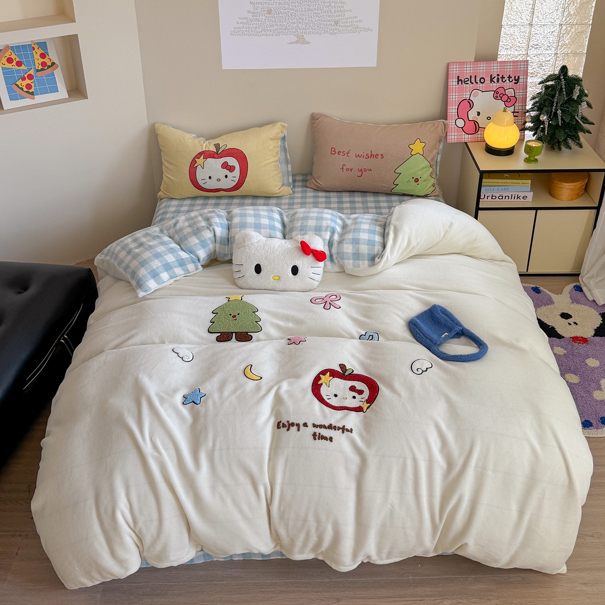 91家纺网 家纺一手货源 找家纺 （总）美乐迪家纺 2025新款牛奶绒卡通绣花四件套