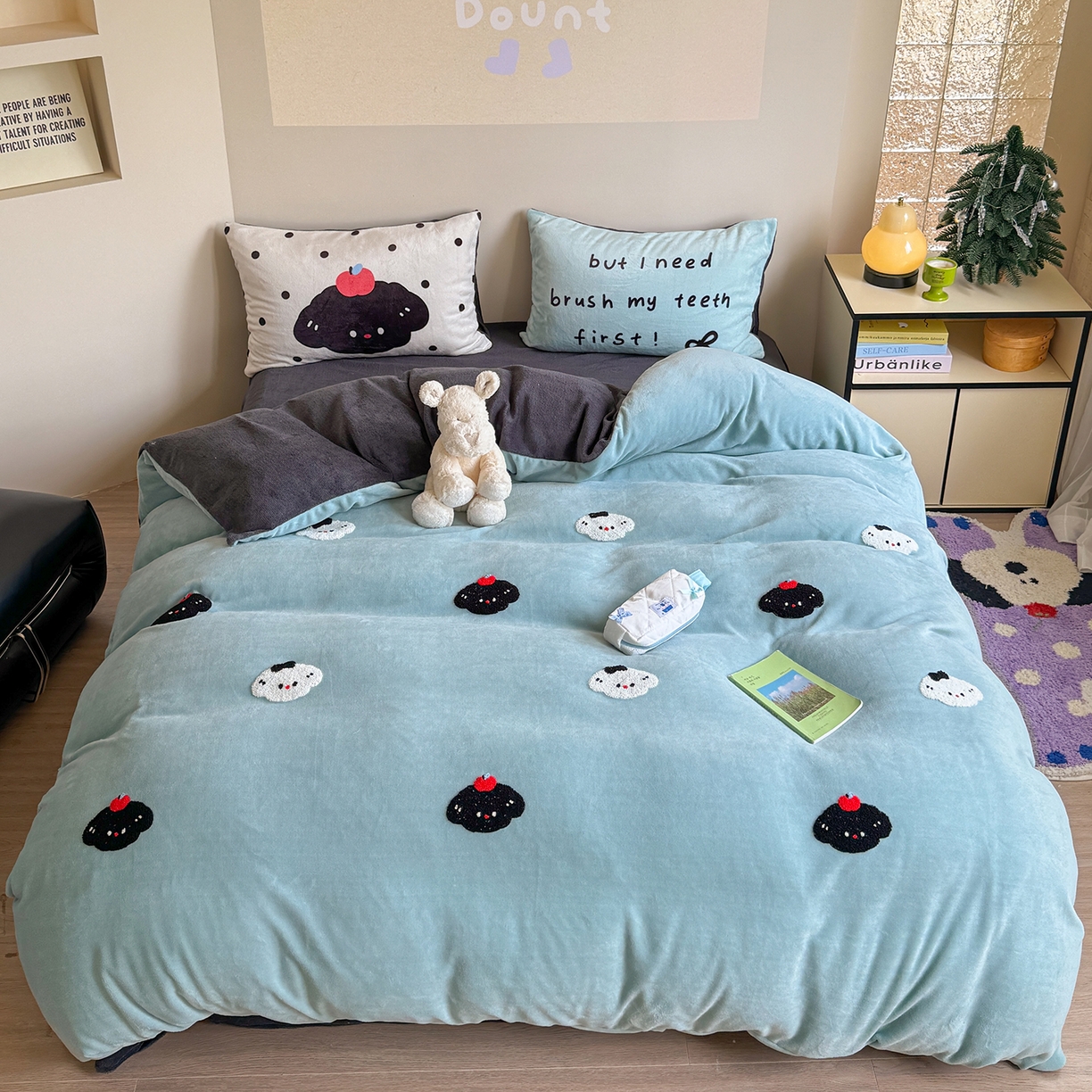 91家纺网 家纺一手货源 找家纺 （总）美乐迪家纺 2025新款牛奶绒卡通绣花四件套