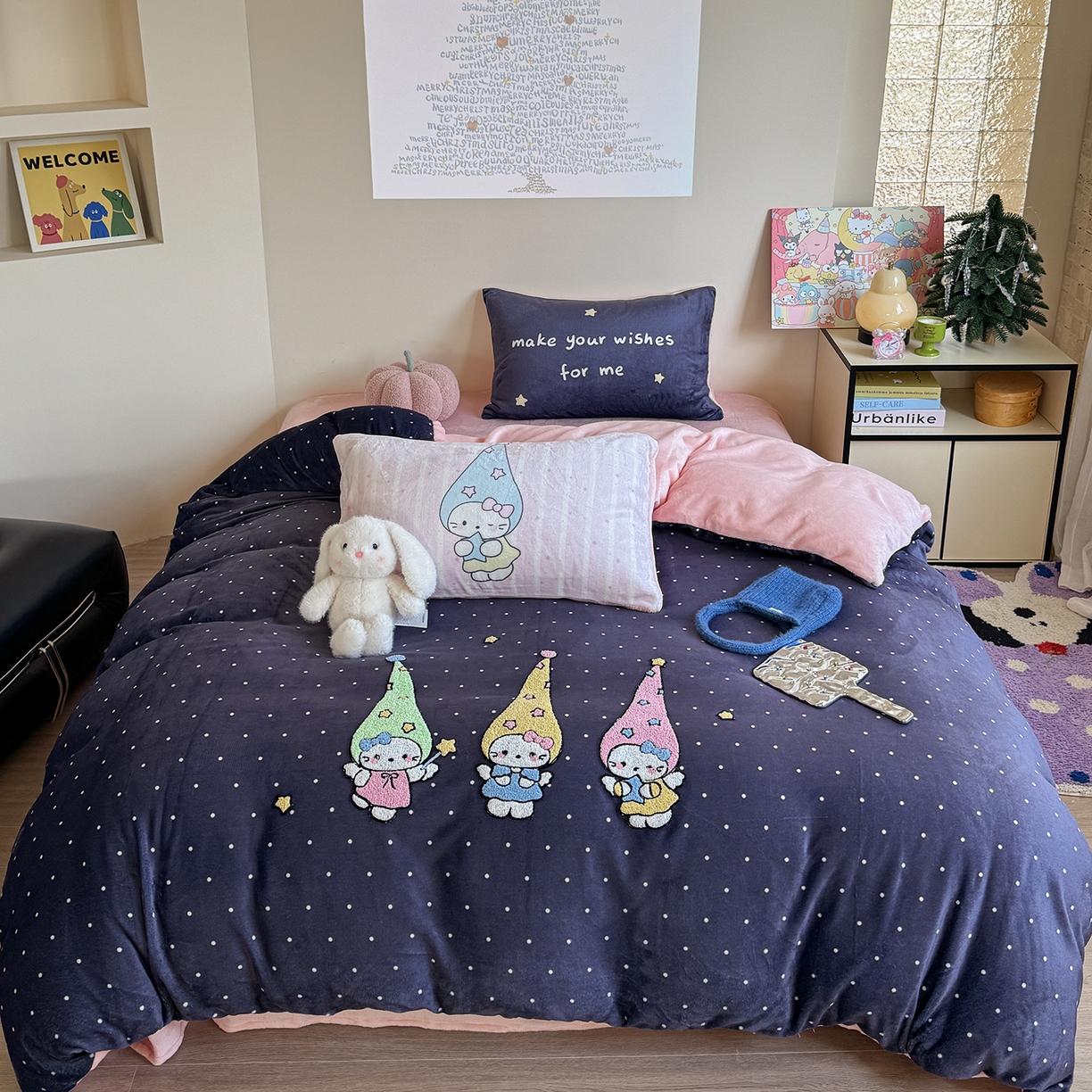 91家纺网 家纺一手货源 找家纺 （总）美乐迪家纺 2025新款牛奶绒卡通绣花四件套