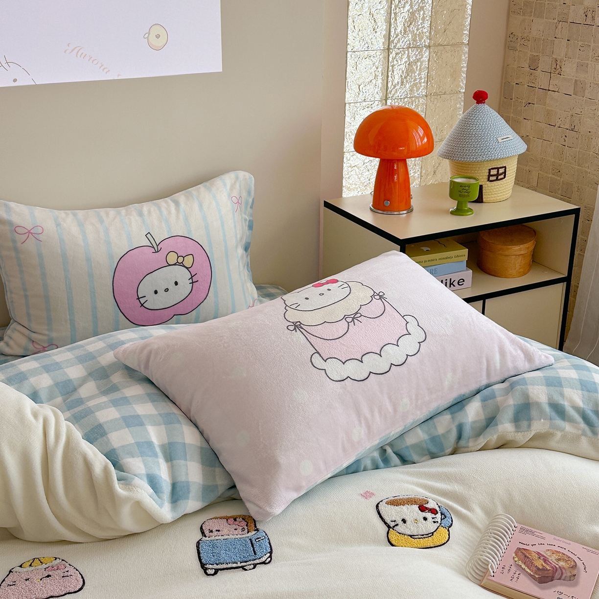 91家纺网 家纺一手货源 找家纺 美乐迪家纺 2025新款牛奶绒卡通绣花四件套 猫咪杂物社