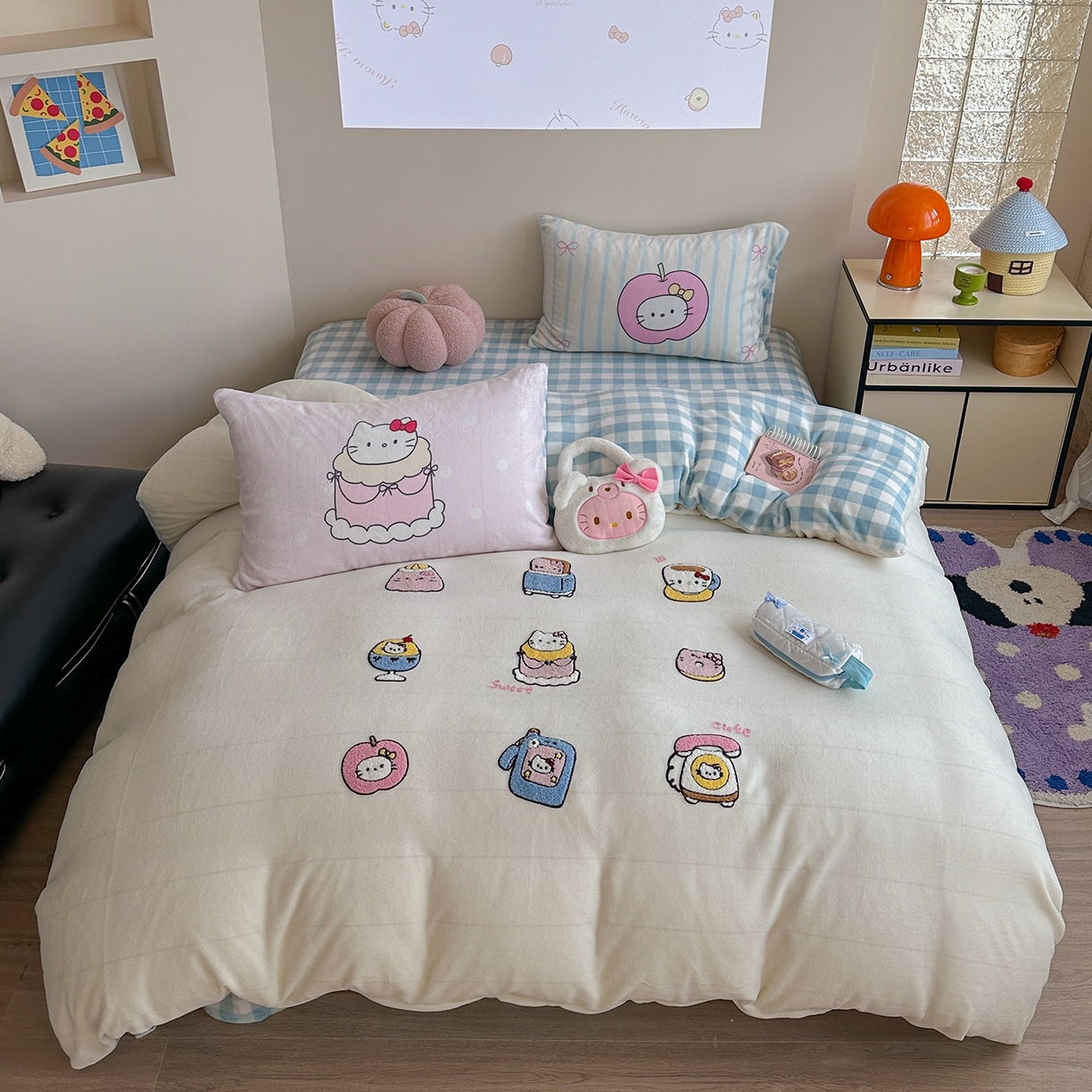 91家纺网 家纺一手货源 找家纺 （总）美乐迪家纺 2025新款牛奶绒卡通绣花四件套