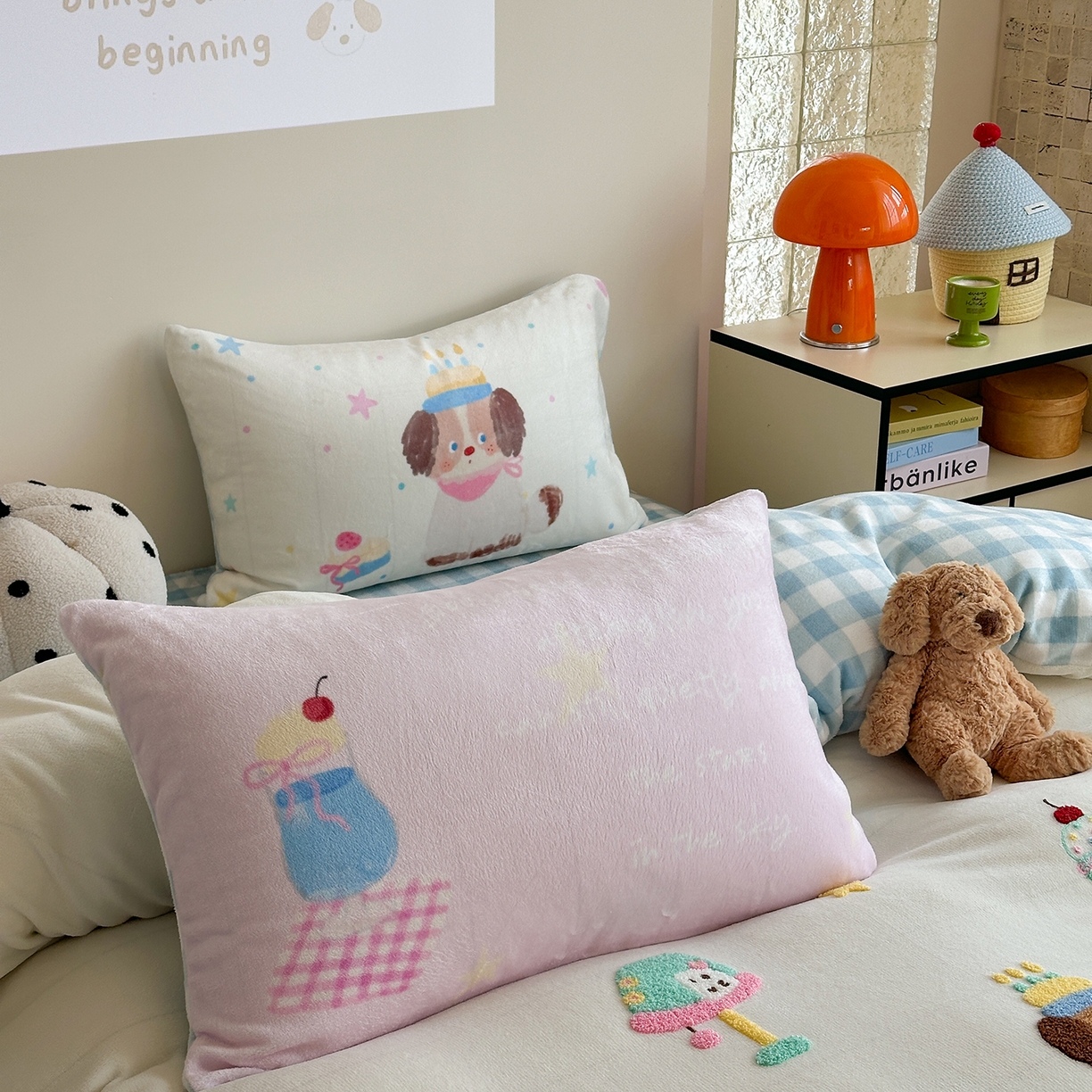 91家纺网 家纺一手货源 找家纺 美乐迪家纺 2025新款牛奶绒卡通绣花四件套 小狗的世界