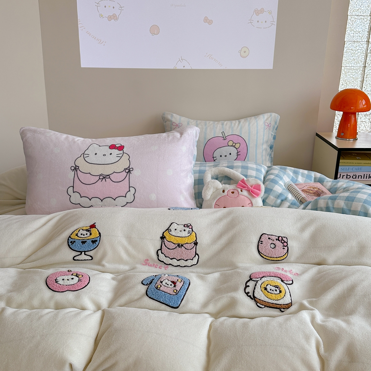 91家纺网 家纺一手货源 找家纺 美乐迪家纺 2025新款牛奶绒卡通绣花四件套 猫咪杂物社