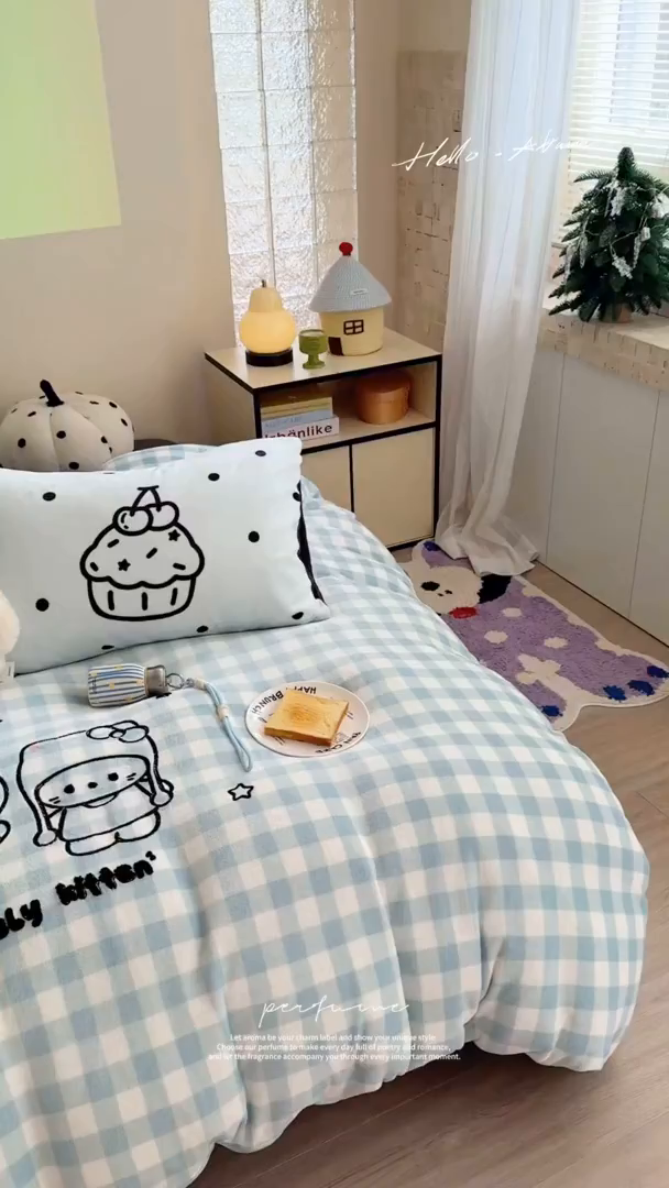 91家纺网 家纺一手货源 找家纺 美乐迪家纺 2025新款牛奶绒卡通绣花四件套 甜蜜伙伴