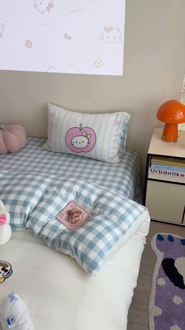 91家纺网 家纺一手货源 找家纺 美乐迪家纺 2025新款牛奶绒卡通绣花四件套 猫咪杂物社