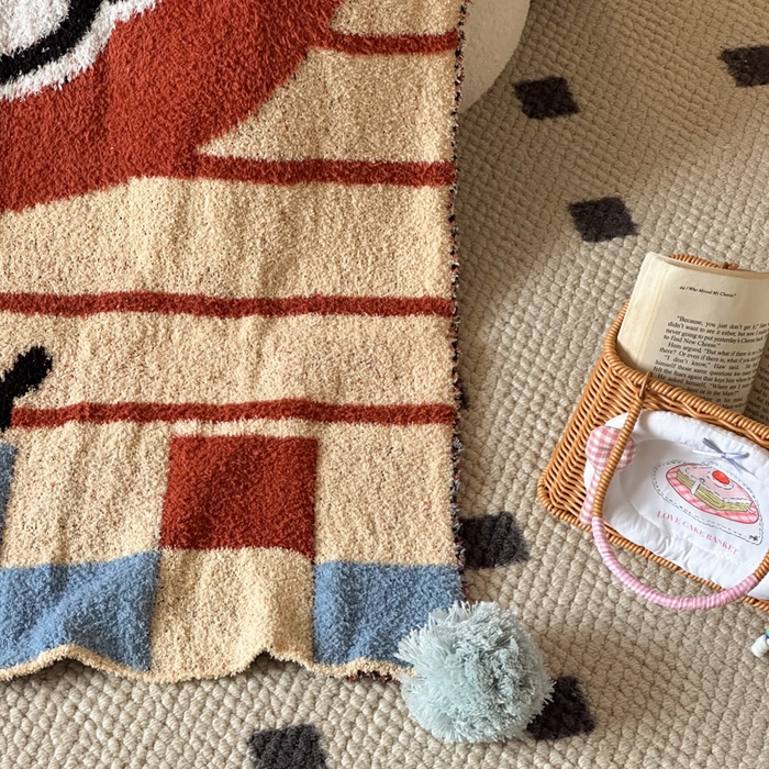 91家纺网 家纺一手货源 找家纺 Sweet dreams甜梦 2025新款轻奢高端毛球款半边绒针织毛毯 抱抱熊