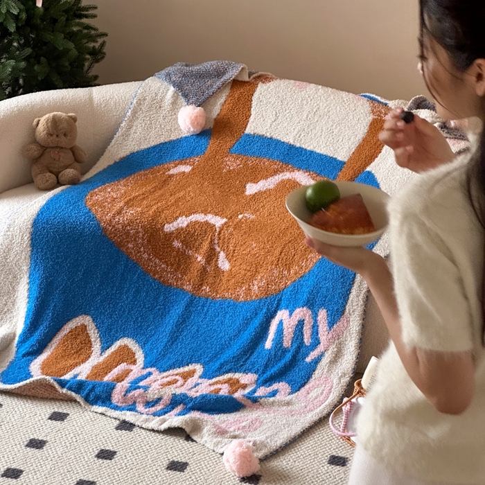 91家纺网 家纺一手货源 找家纺 Sweet dreams甜梦 2025新款轻奢高端毛球款半边绒针织毛毯 早晨的咖啡