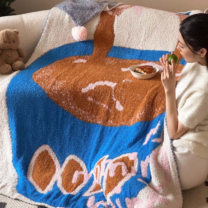 91家纺网 家纺一手货源 找家纺 Sweet dreams甜梦 2025新款轻奢高端毛球款半边绒针织毛毯 早晨的咖啡