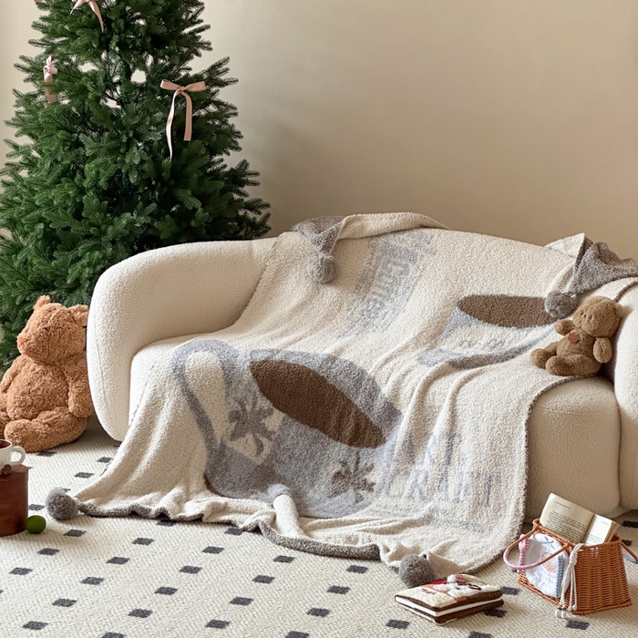 91家纺网 家纺一手货源 找家纺 Sweet dreams甜梦 2025新款轻奢高端毛球款半边绒针织毛毯 休闲时光