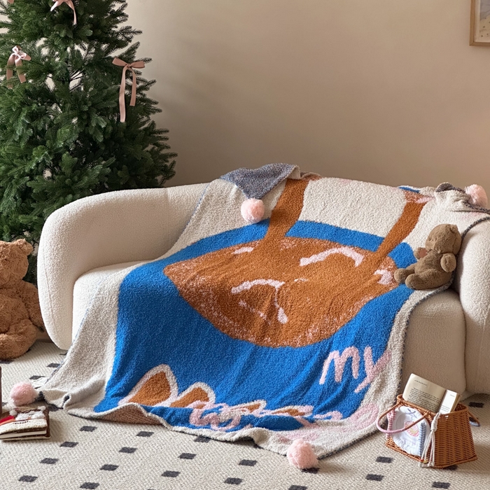 91家纺网 家纺一手货源 找家纺 Sweet dreams甜梦 2025新款轻奢高端毛球款半边绒针织毛毯 早晨的咖啡