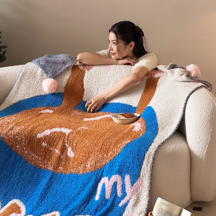 91家纺网 家纺一手货源 找家纺 Sweet dreams甜梦 2025新款轻奢高端毛球款半边绒针织毛毯 早晨的咖啡