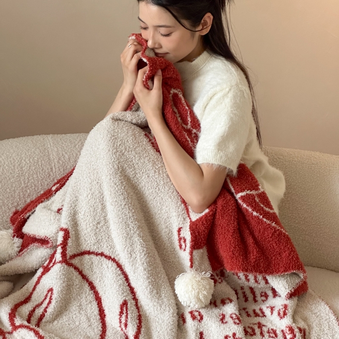 Sweet dreams甜梦 2025新款轻奢高端毛球款半边绒针织毛毯 蔬果下午茶