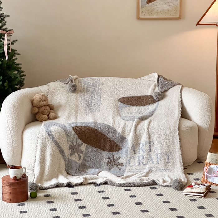 91家纺网 家纺一手货源 找家纺 Sweet dreams甜梦 2025新款轻奢高端毛球款半边绒针织毛毯 休闲时光