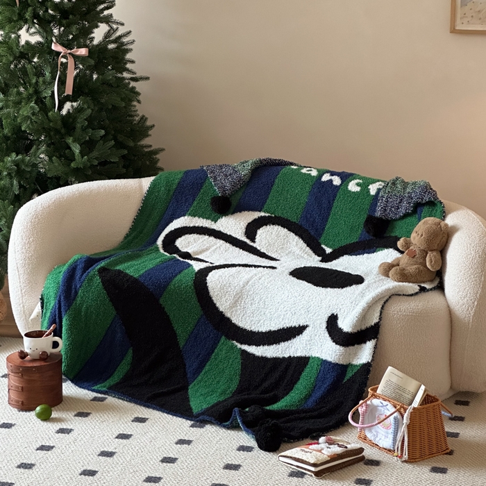 91家纺网 家纺一手货源 找家纺 Sweet dreams甜梦 2025新款轻奢高端毛球款半边绒针织毛毯 条纹花朵