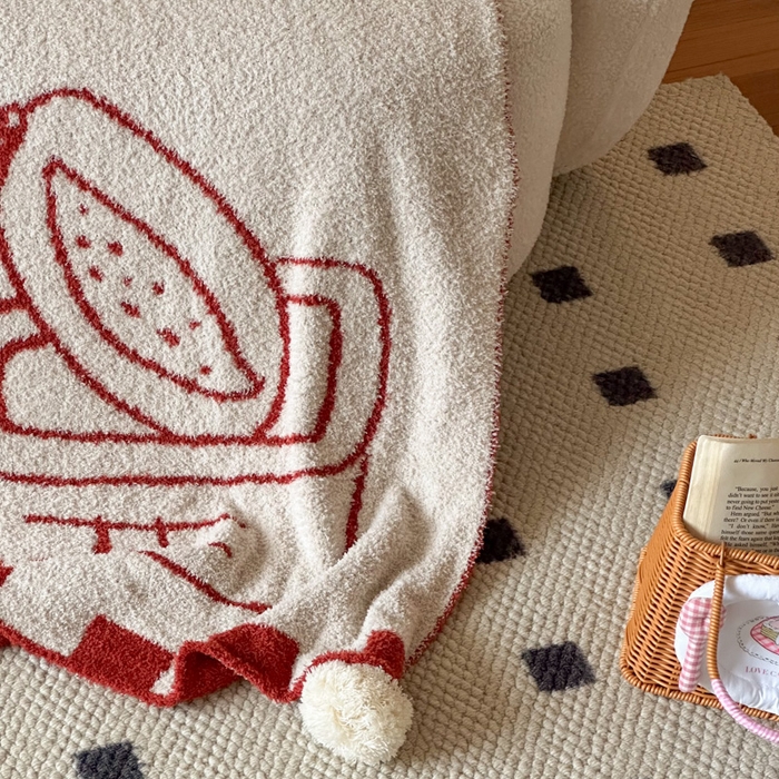 91家纺网 家纺一手货源 找家纺 Sweet dreams甜梦 2025新款轻奢高端毛球款半边绒针织毛毯 蔬果下午茶