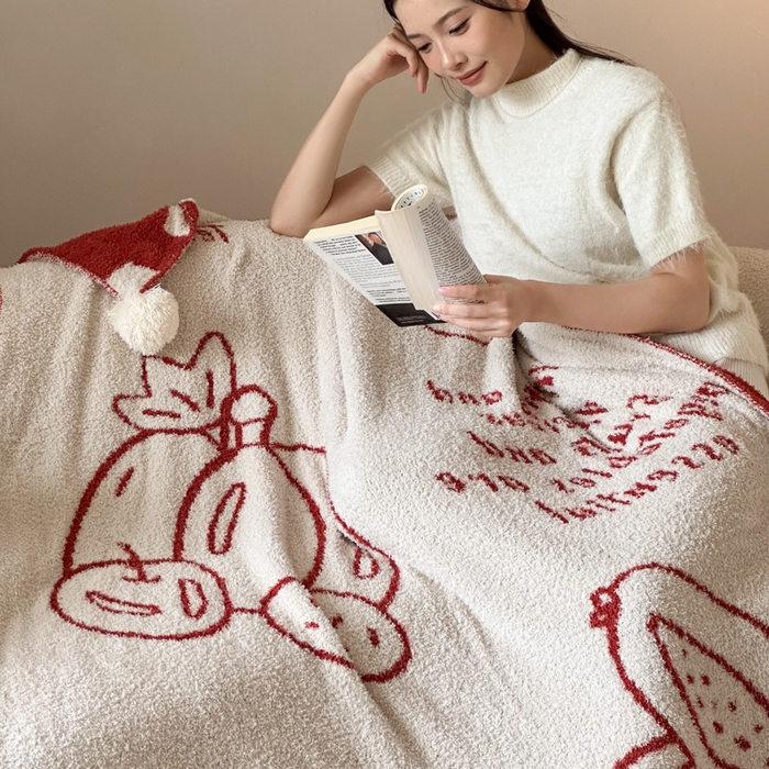 91家纺网 家纺一手货源 找家纺 Sweet dreams甜梦 2025新款轻奢高端毛球款半边绒针织毛毯 蔬果下午茶