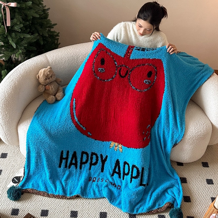 91家纺网 家纺一手货源 找家纺 Sweet dreams甜梦 2025新款轻奢高端毛球款半边绒针织毛毯 憧憬