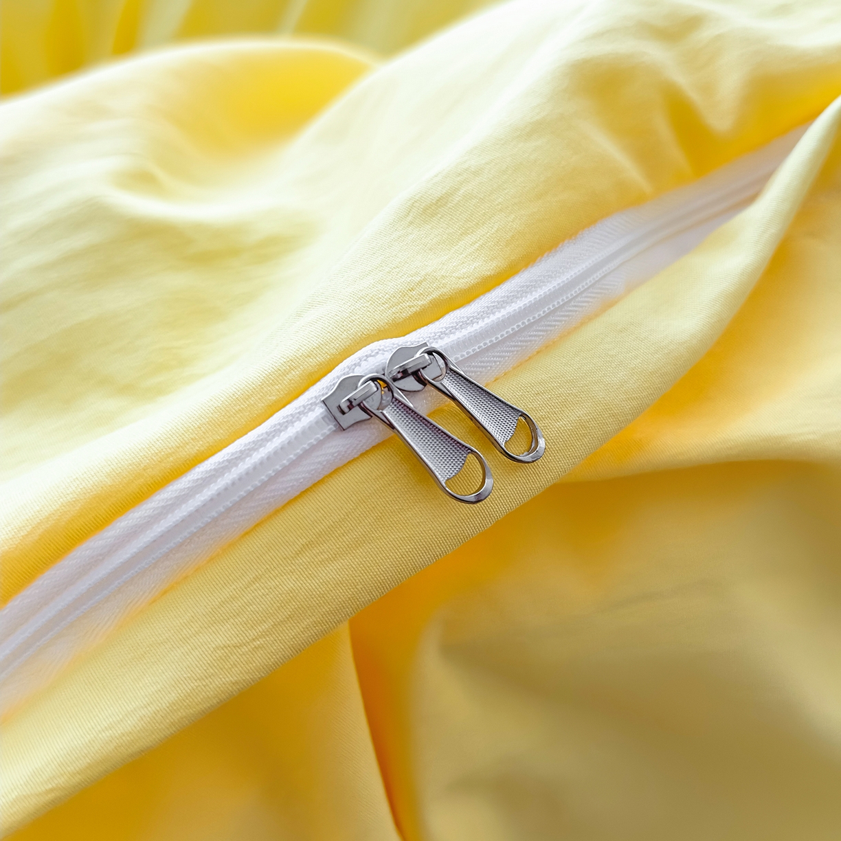 91家纺网 家纺一手货源 找家纺 灿哈 2025新款烫钻蕾丝花边水洗棉四件套 柠檬黄