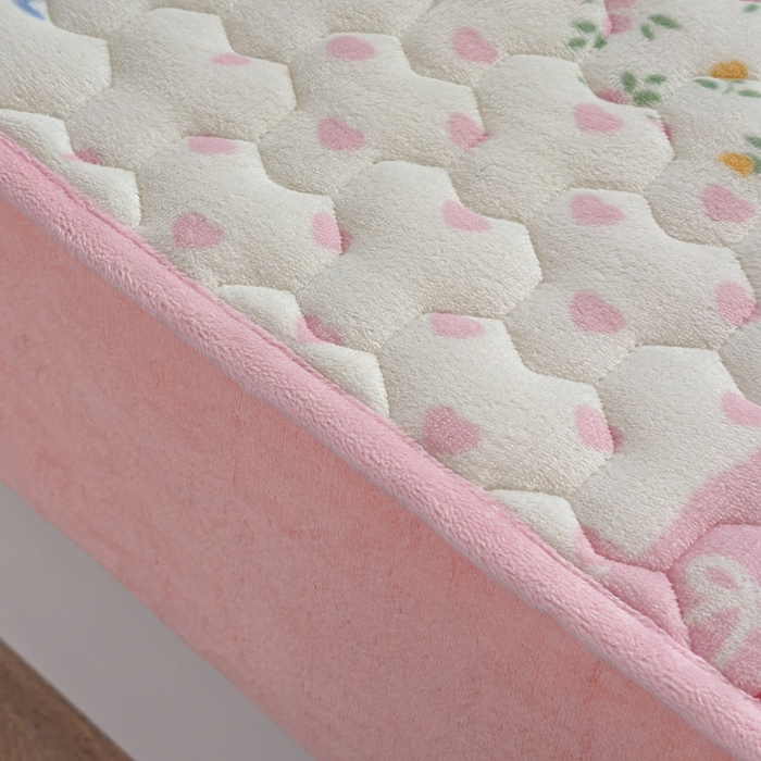 91家纺网 家纺一手货源 找家纺 Sweet dreams甜梦 2025新款高克重牛奶绒印花夹棉床笠 粉色猫猫