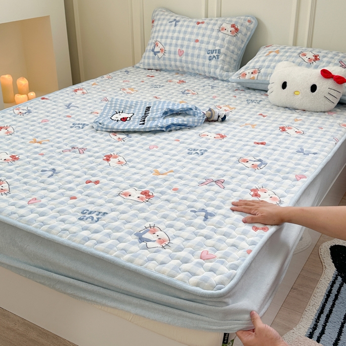 91家纺网 家纺一手货源 找家纺 （总）Sweet dreams甜梦 2025新款高克重牛奶绒印花夹棉床笠