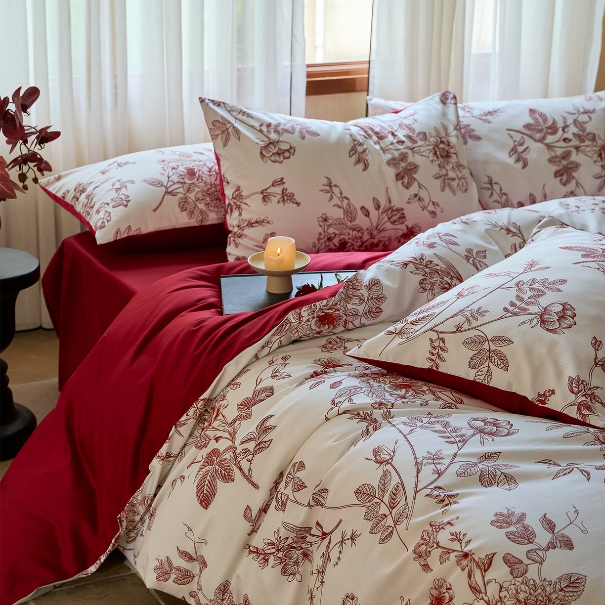 （总）ONE TWO ONE 121 2025新款高支高密数码印花四件套-花喜光芥