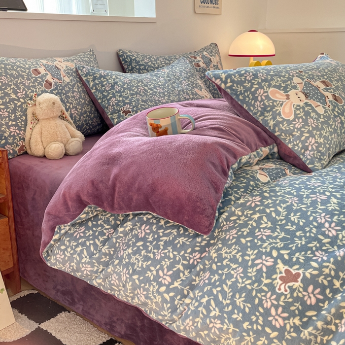 91家纺网 家纺一手货源 找家纺 （总）玉海棠家纺 2025新款A类加厚牛奶绒印花四件套