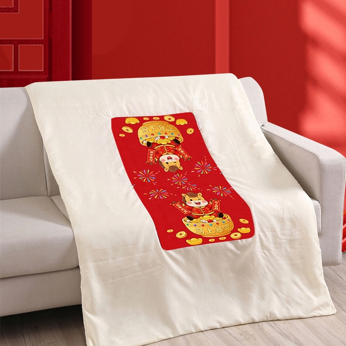 91家纺网 家纺一手货源 找家纺 金纳抱枕被 2026新款 ‘马上暴富’ 新年抱枕被 马年大吉 