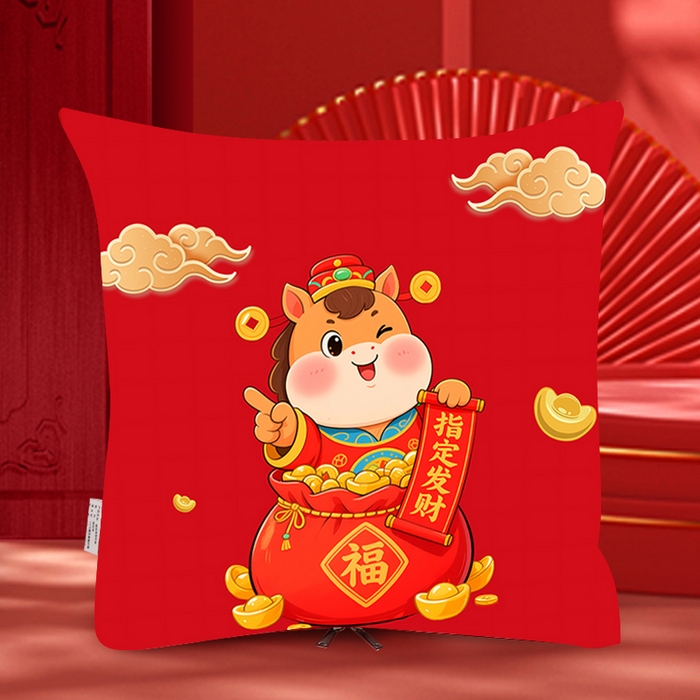 91家纺网 家纺一手货源 找家纺 金纳抱枕被 2026新款 ‘马上暴富’ 新年抱枕被 指定发财