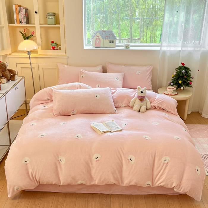 91家纺网 家纺一手货源 找家纺 （总）玉海棠家纺 2025新款A类加厚牛奶绒印花四件套